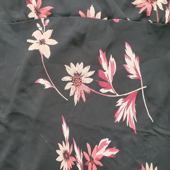 90s Fairy Grunge Whimsigoth Dress 14 Black Floral Grunge Romantic Maxi Silk - Picture 5 of 11